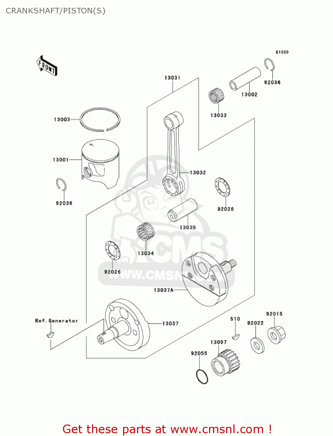 CRANKSHAFT/PISTON(S) KX125-L3 KX125 2001 USA CANADA