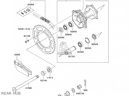 REAR HUB - KX125-L3 KX125 2001 USA CANADA