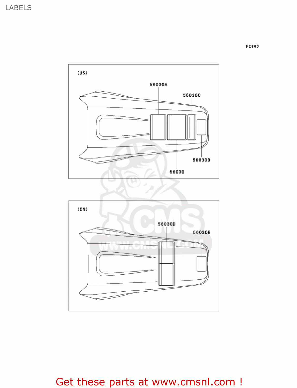LABELS KX125-L4 KX125 2002 USA CANADA