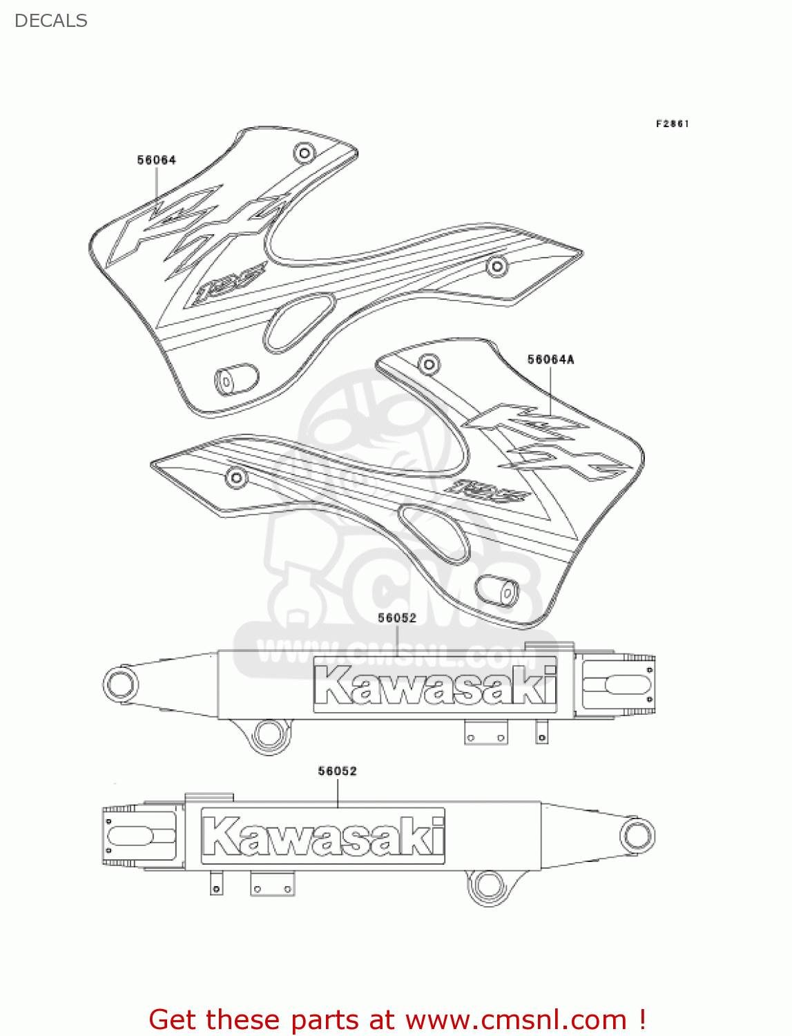DECALS KX125-L4 KX125 2002 USA CANADA