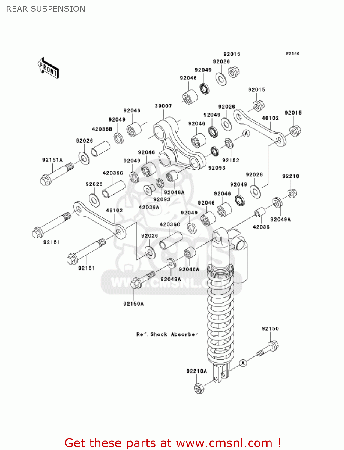 REAR SUSPENSION KX125-L4 KX125 2002 USA CANADA