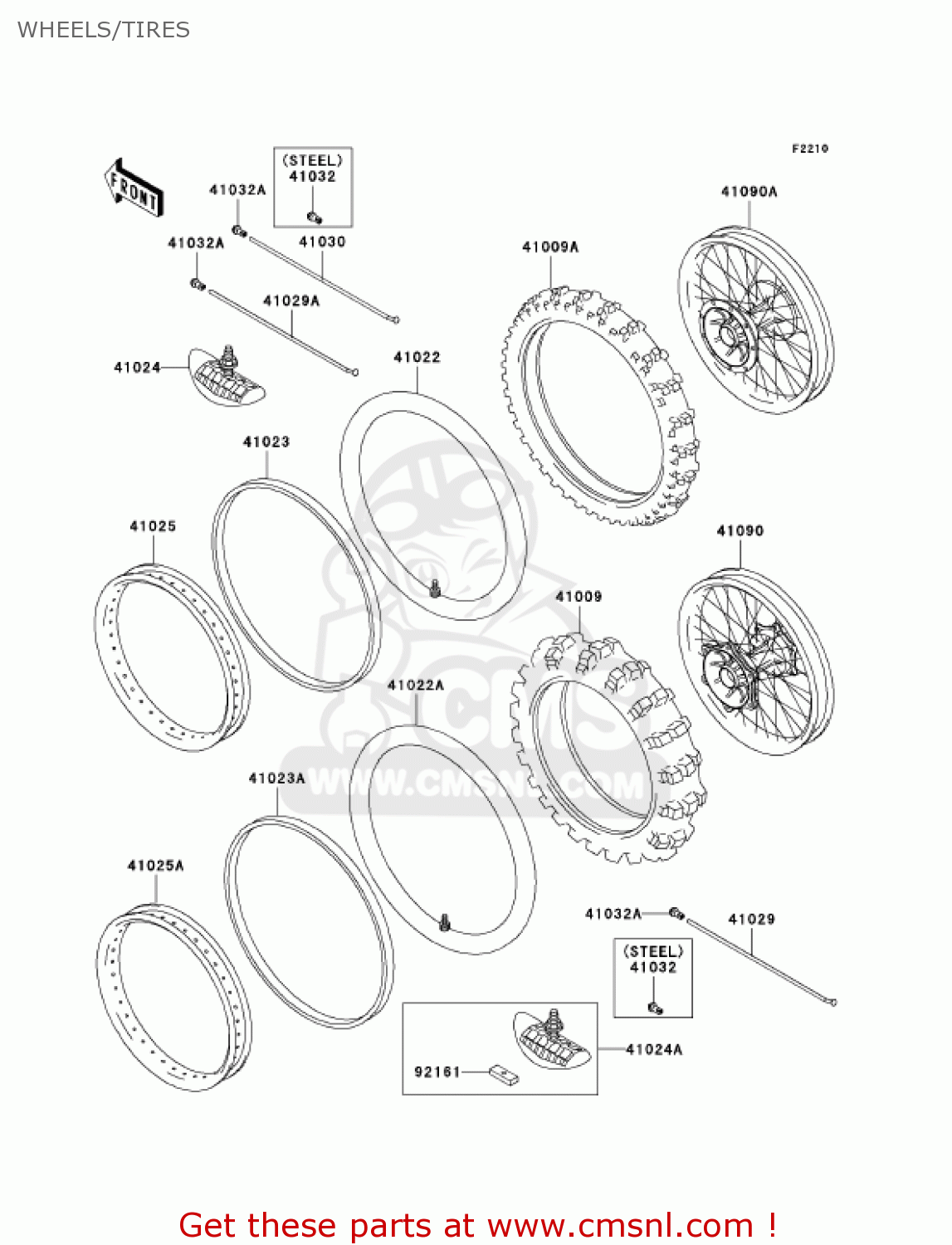WHEELS/TIRES KX125-L4 KX125 2002 USA CANADA