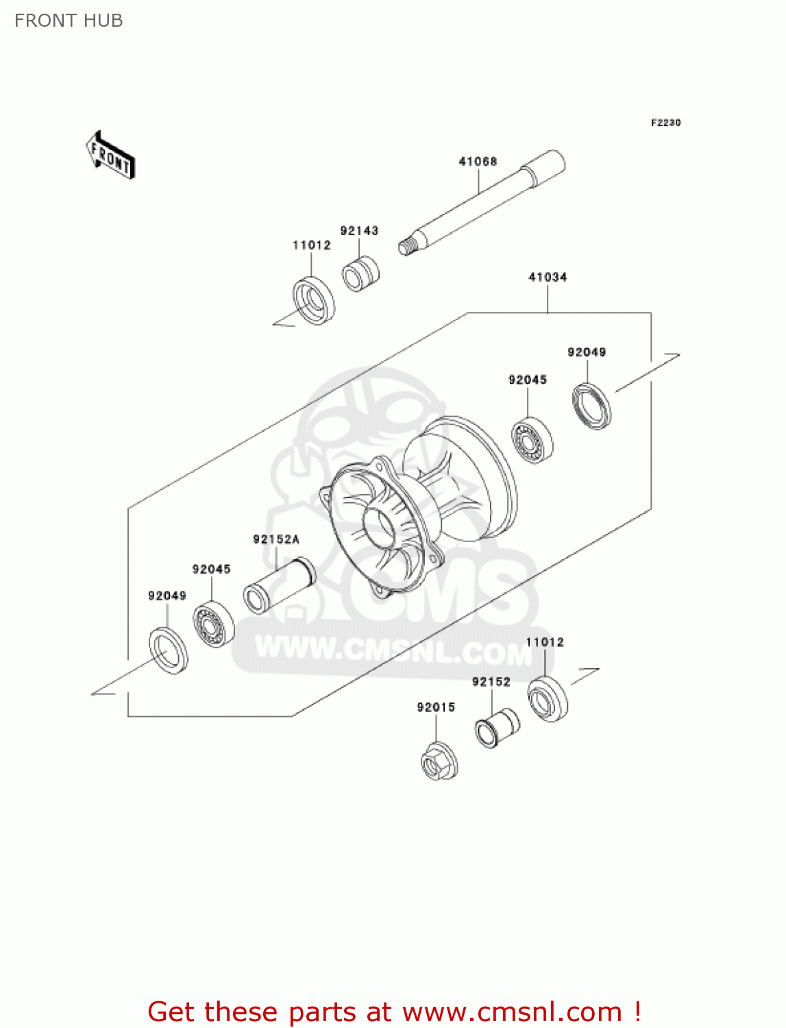 FRONT HUB KX125-L4 KX125 2002 USA CANADA