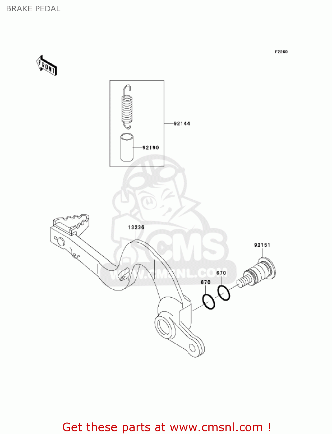 BRAKE PEDAL KX125-L4 KX125 2002 USA CANADA