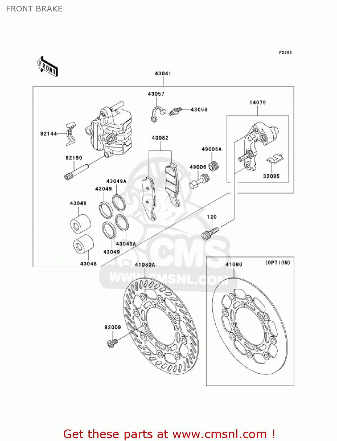 FRONT BRAKE KX125-L4 KX125 2002 USA CANADA