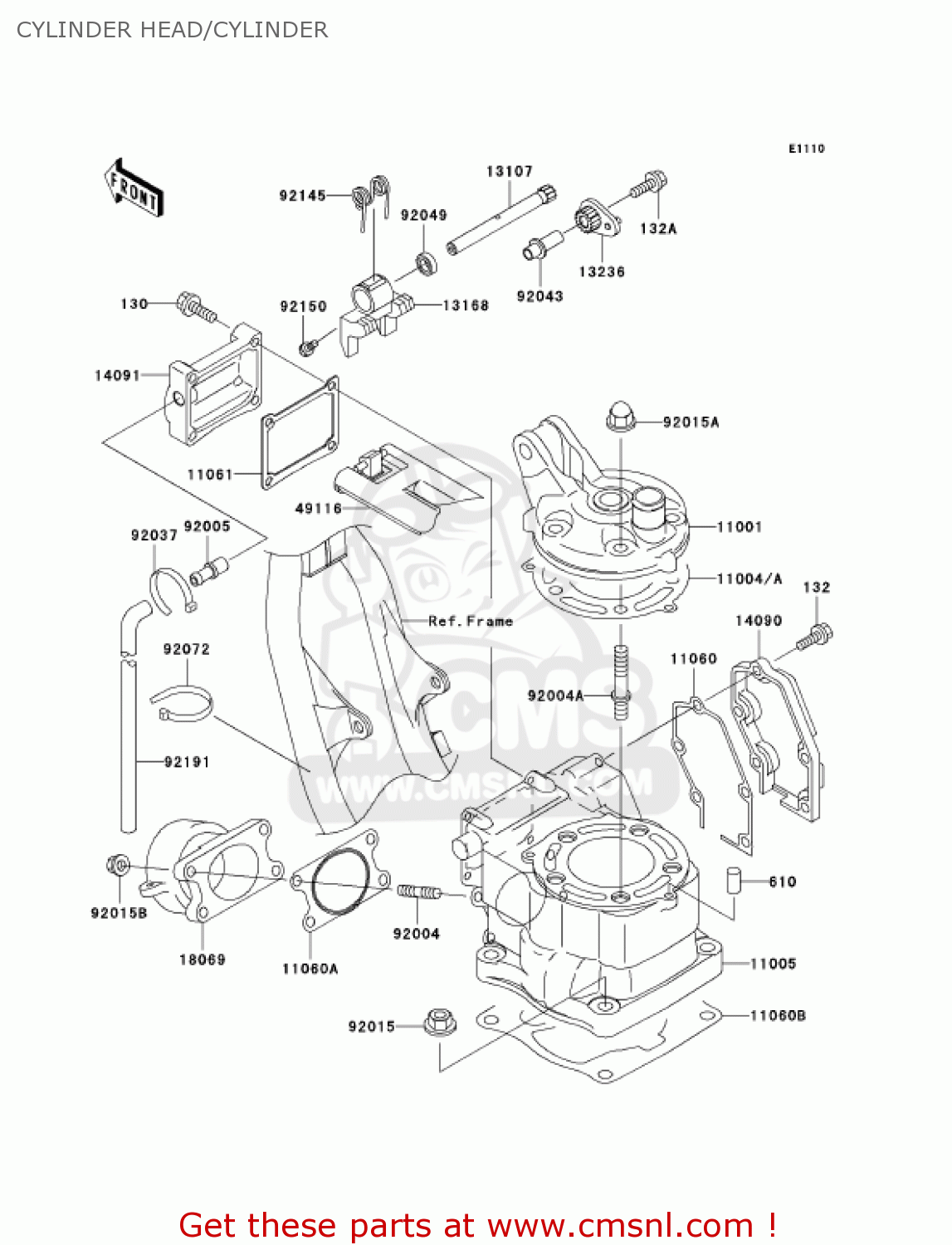 CYLINDER HEAD/CYLINDER KX125-L4 KX125 2002 USA CANADA