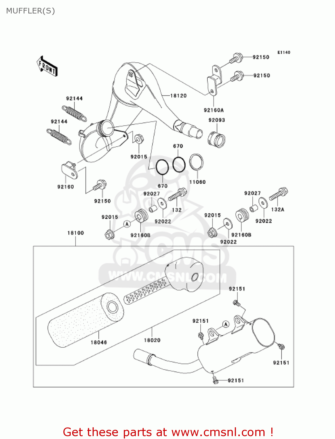 MUFFLER(S) KX125-L4 KX125 2002 USA CANADA