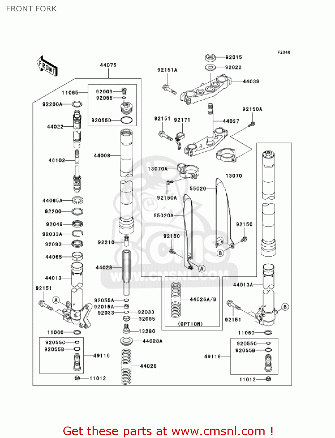 FRONT FORK KX125-L4 KX125 2002 USA CANADA