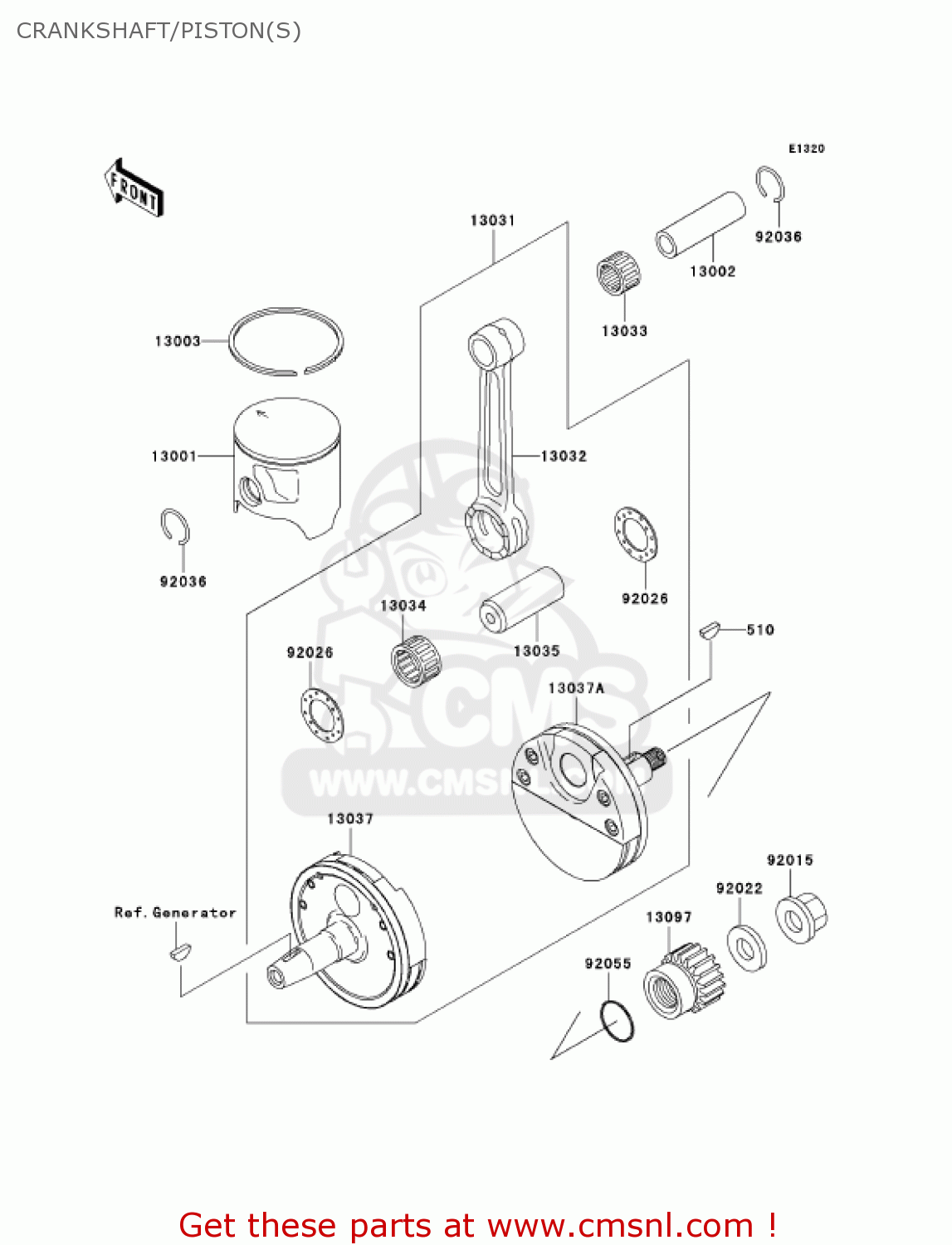 CRANKSHAFT/PISTON(S) KX125-L4 KX125 2002 USA CANADA