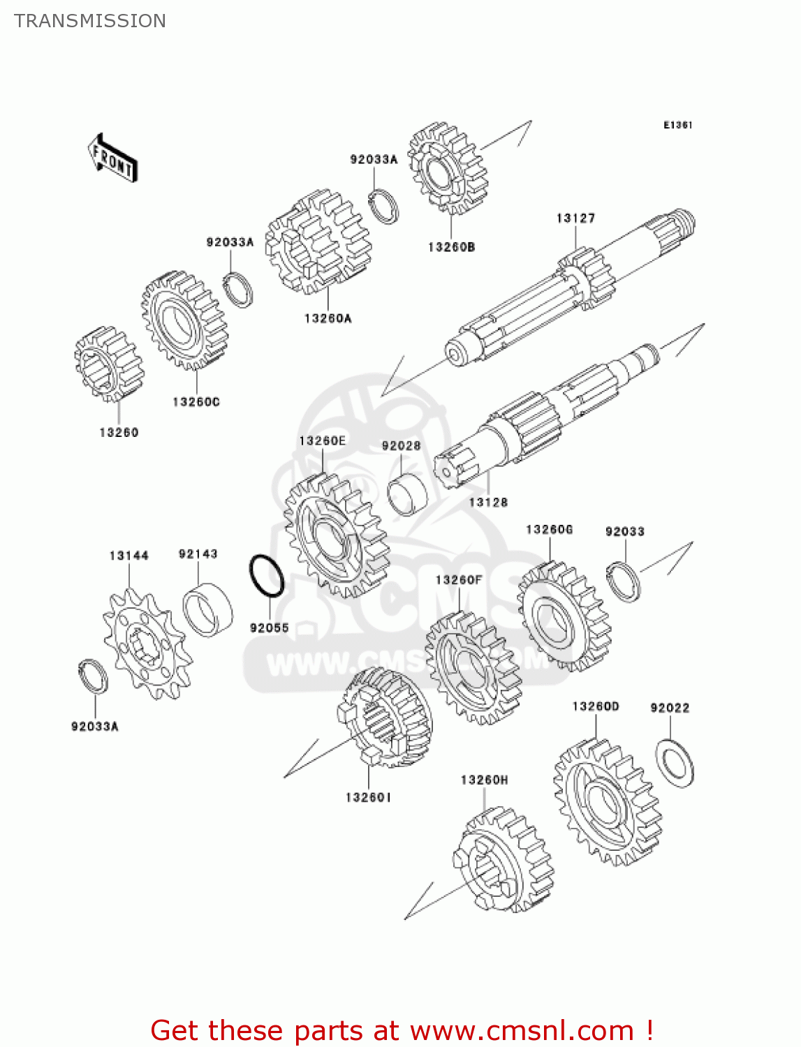 TRANSMISSION KX125-L4 KX125 2002 USA CANADA