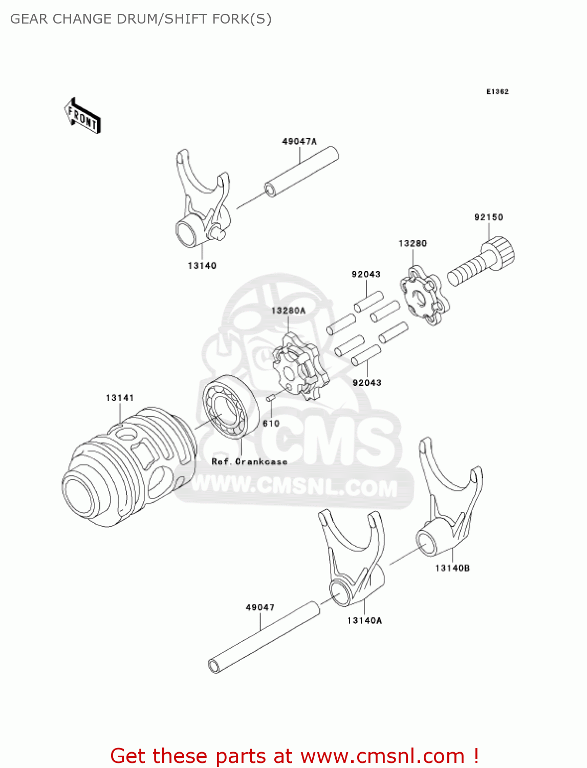 GEAR CHANGE DRUM/SHIFT FORK(S) KX125-L4 KX125 2002 USA CANADA