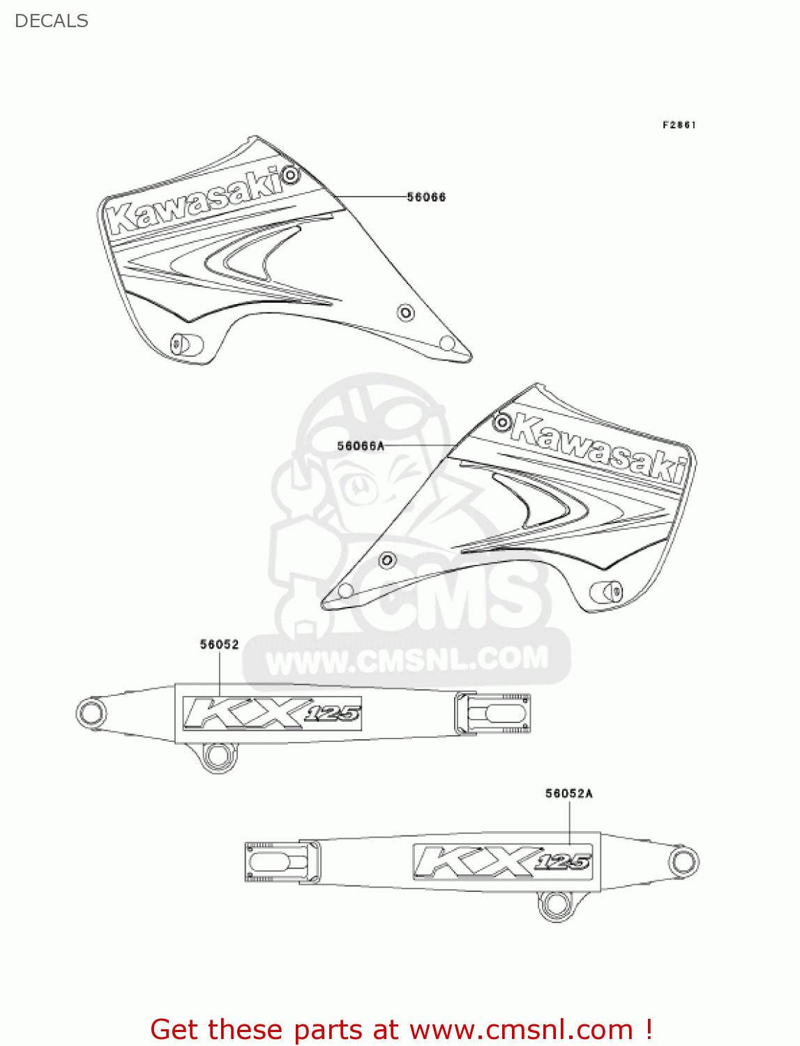 DECALS KX125-M1 KX125 2003 USA CANADA
