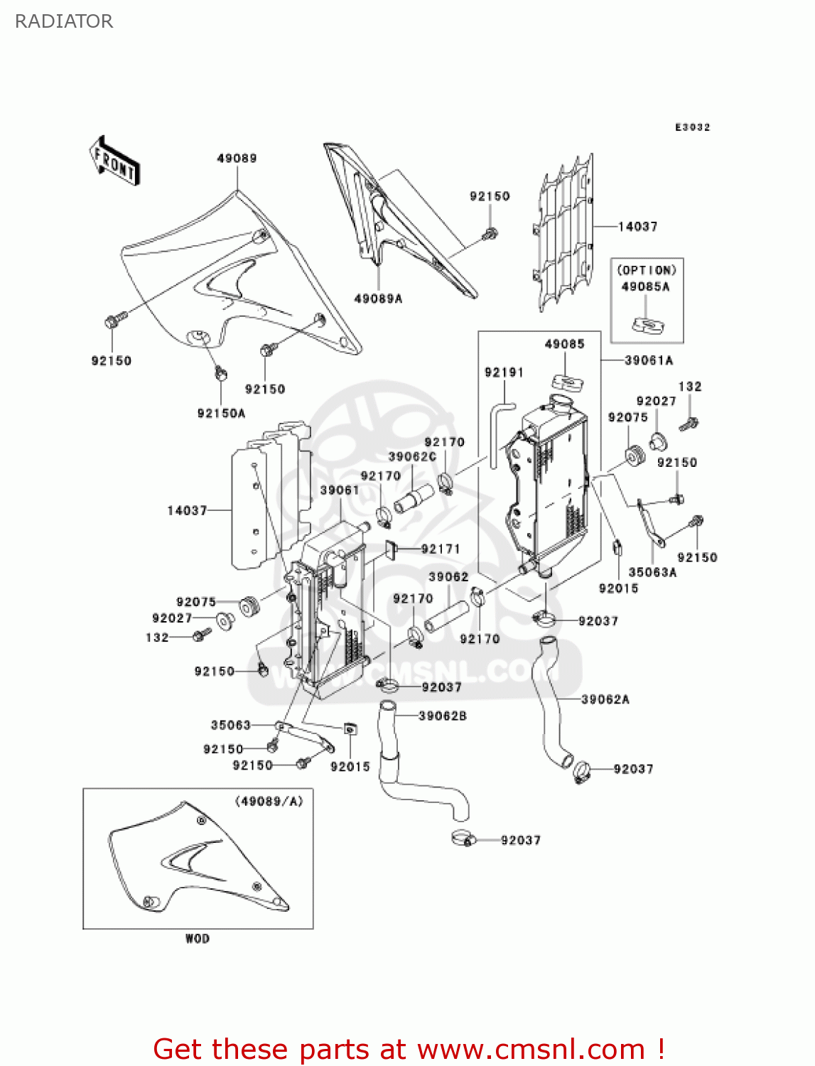 RADIATOR KX125-M1 KX125 2003 USA CANADA