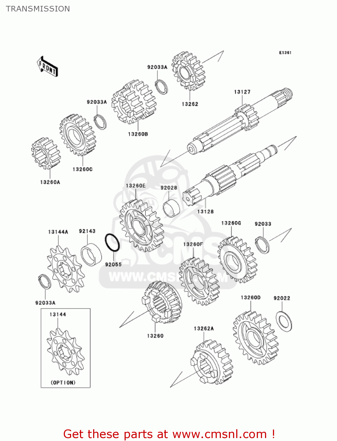 TRANSMISSION KX125-M1 KX125 2003 USA CANADA