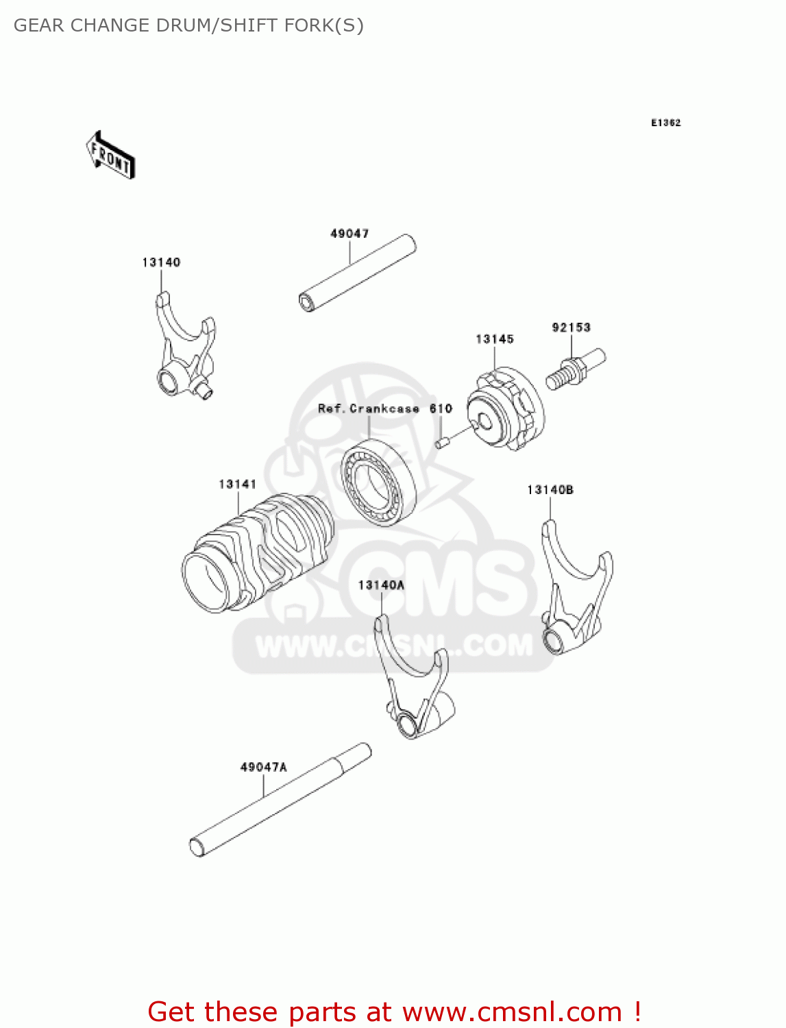 GEAR CHANGE DRUM/SHIFT FORK(S) KX125-M1 KX125 2003 USA CANADA