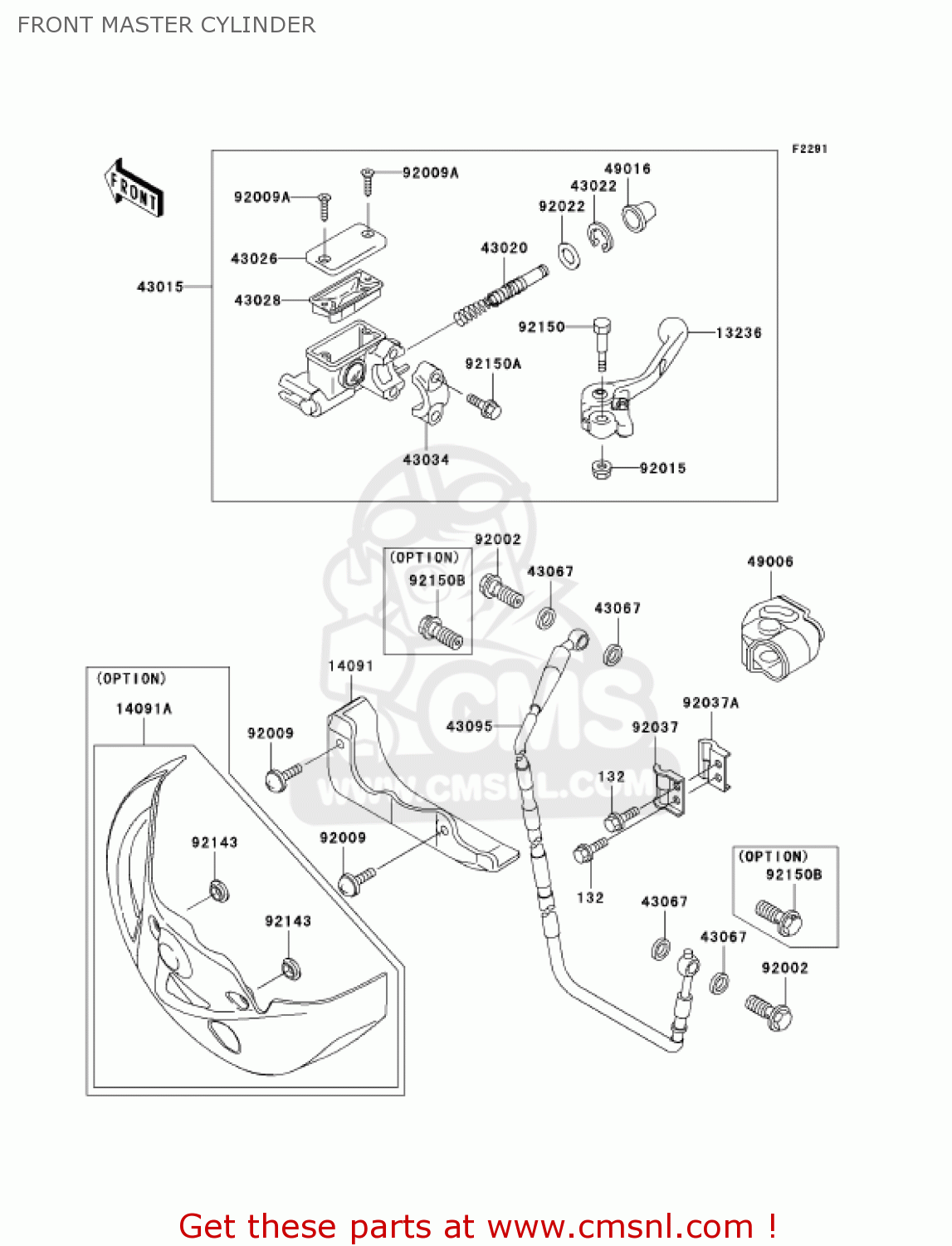 FRONT MASTER CYLINDER KX125-M1 KX125 2003 USA CANADA