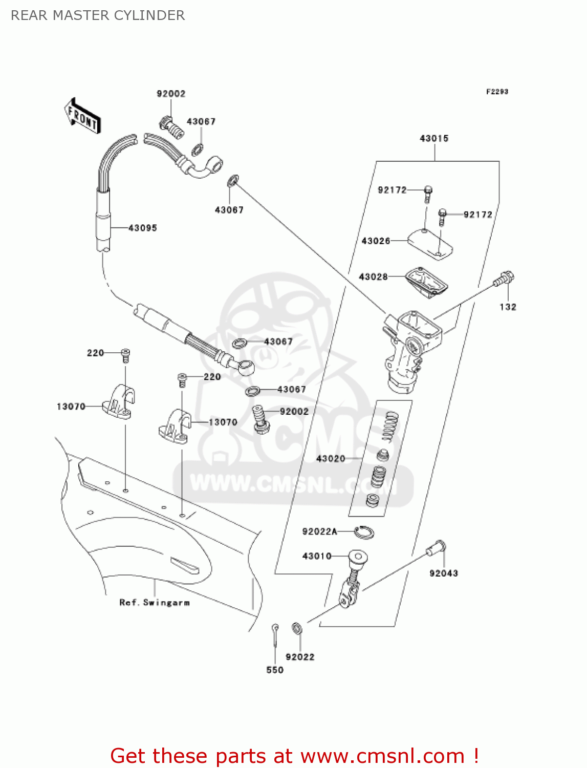 REAR MASTER CYLINDER KX125-M1 KX125 2003 USA CANADA