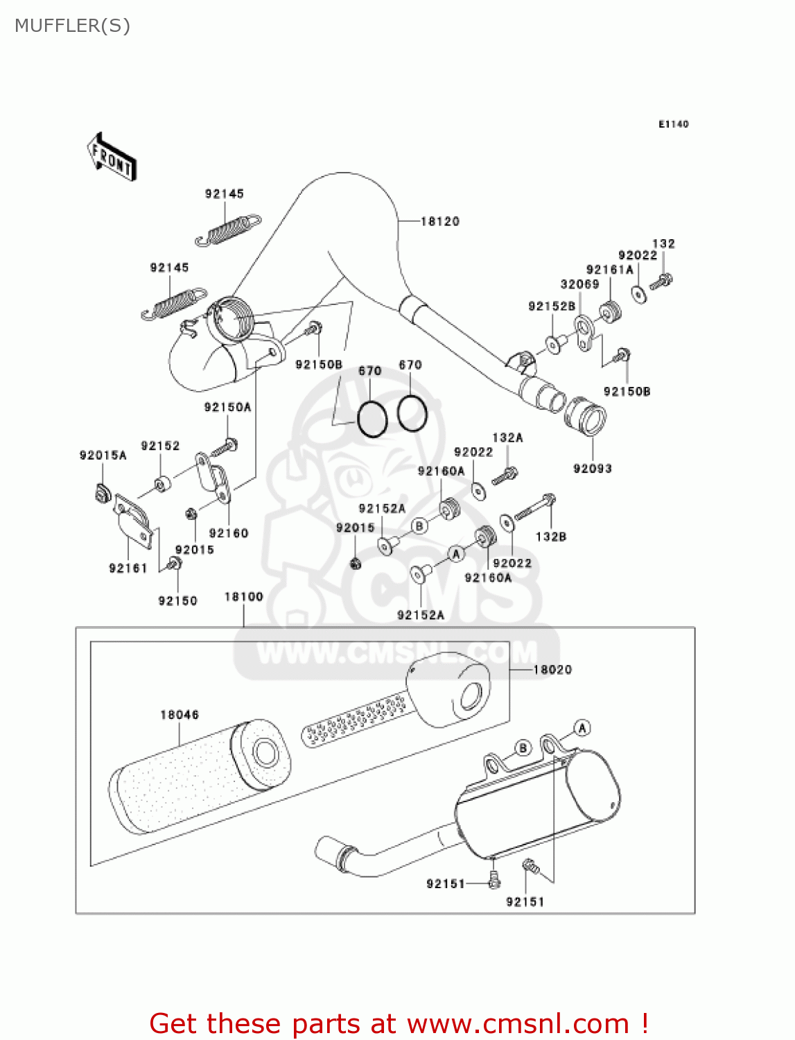 MUFFLER(S) KX125-M1 KX125 2003 USA CANADA