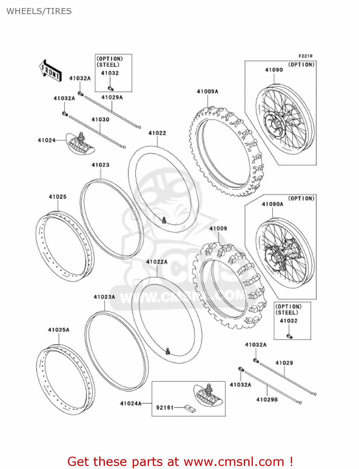 WHEELS/TIRES KX125-M1 KX125 2003 USA CANADA