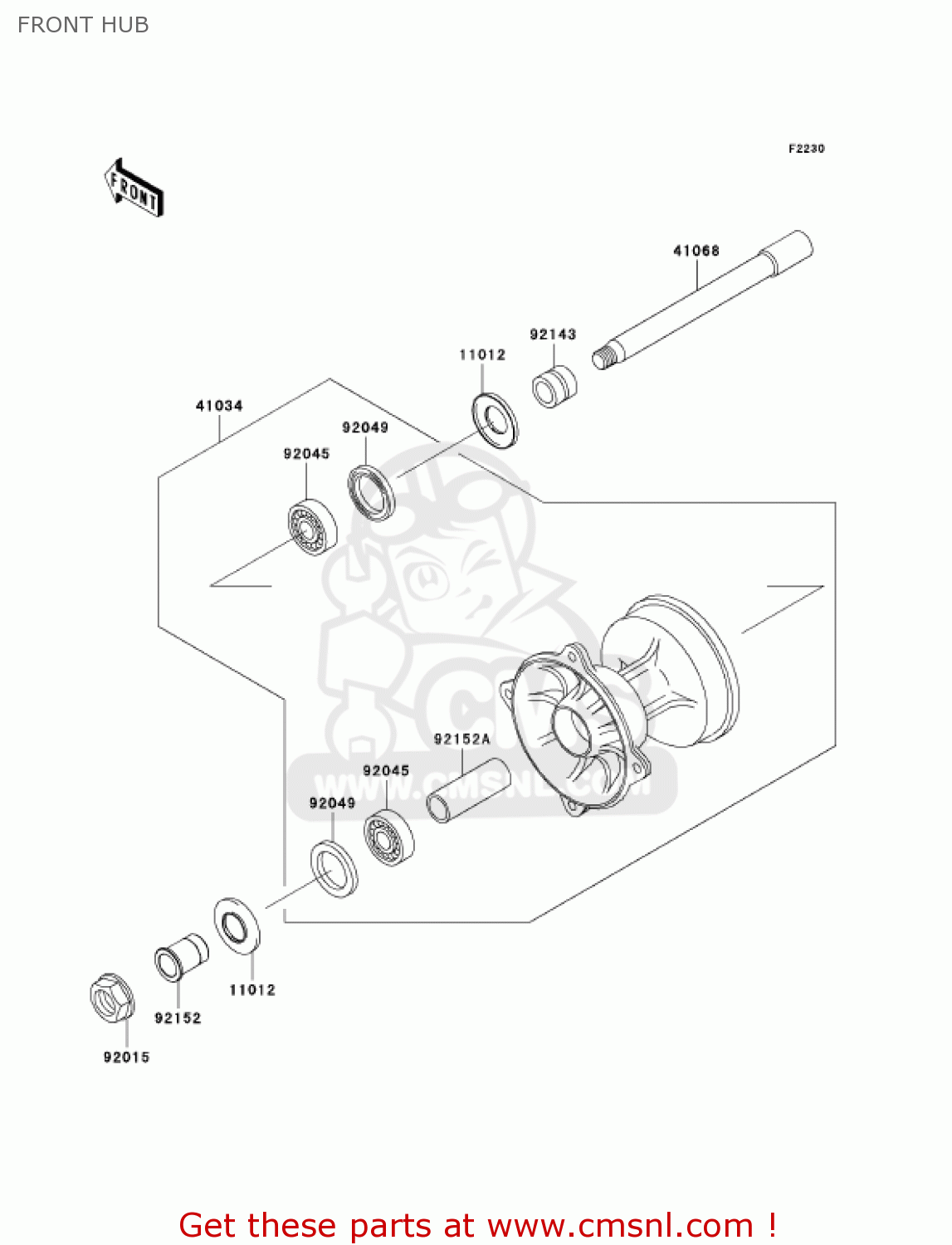 FRONT HUB KX125-M1 KX125 2003 USA CANADA
