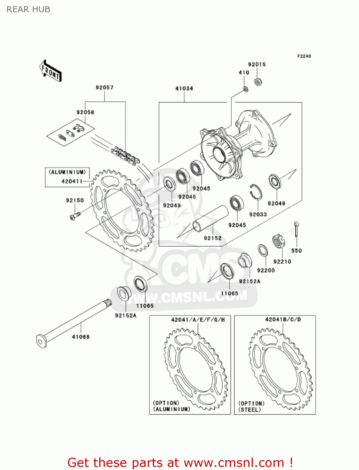 REAR HUB KX125-M1 KX125 2003 USA CANADA