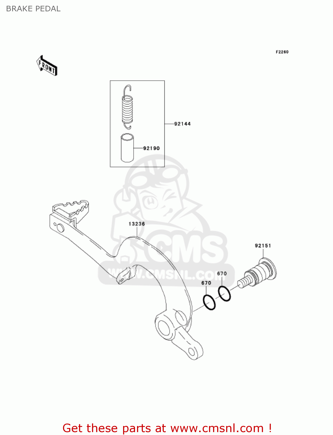 BRAKE PEDAL KX125-M1 KX125 2003 USA CANADA