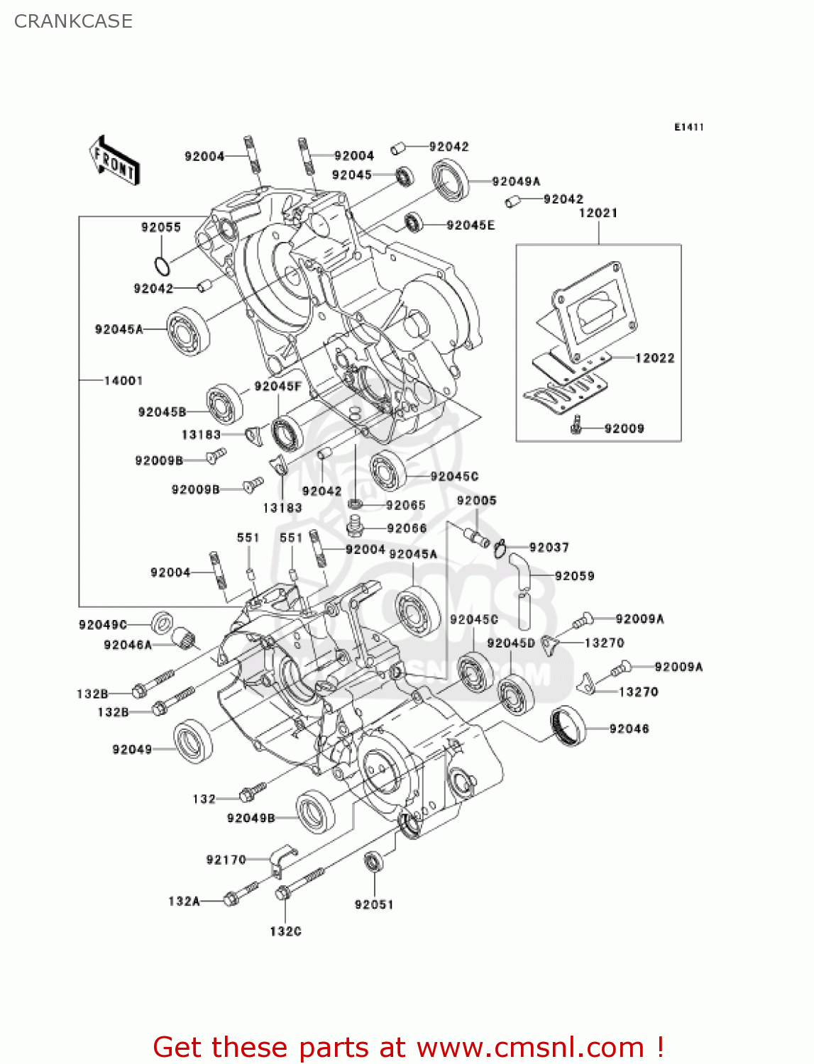 CRANKCASE KX125-M1 KX125 2003 USA CANADA