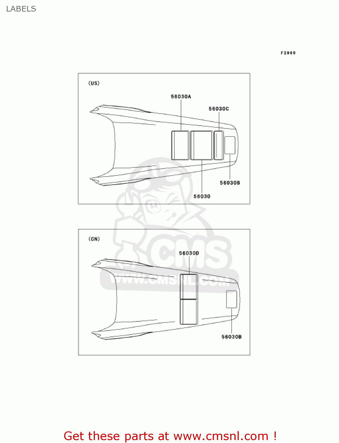 LABELS KX125-M1 KX125 2003 USA CANADA