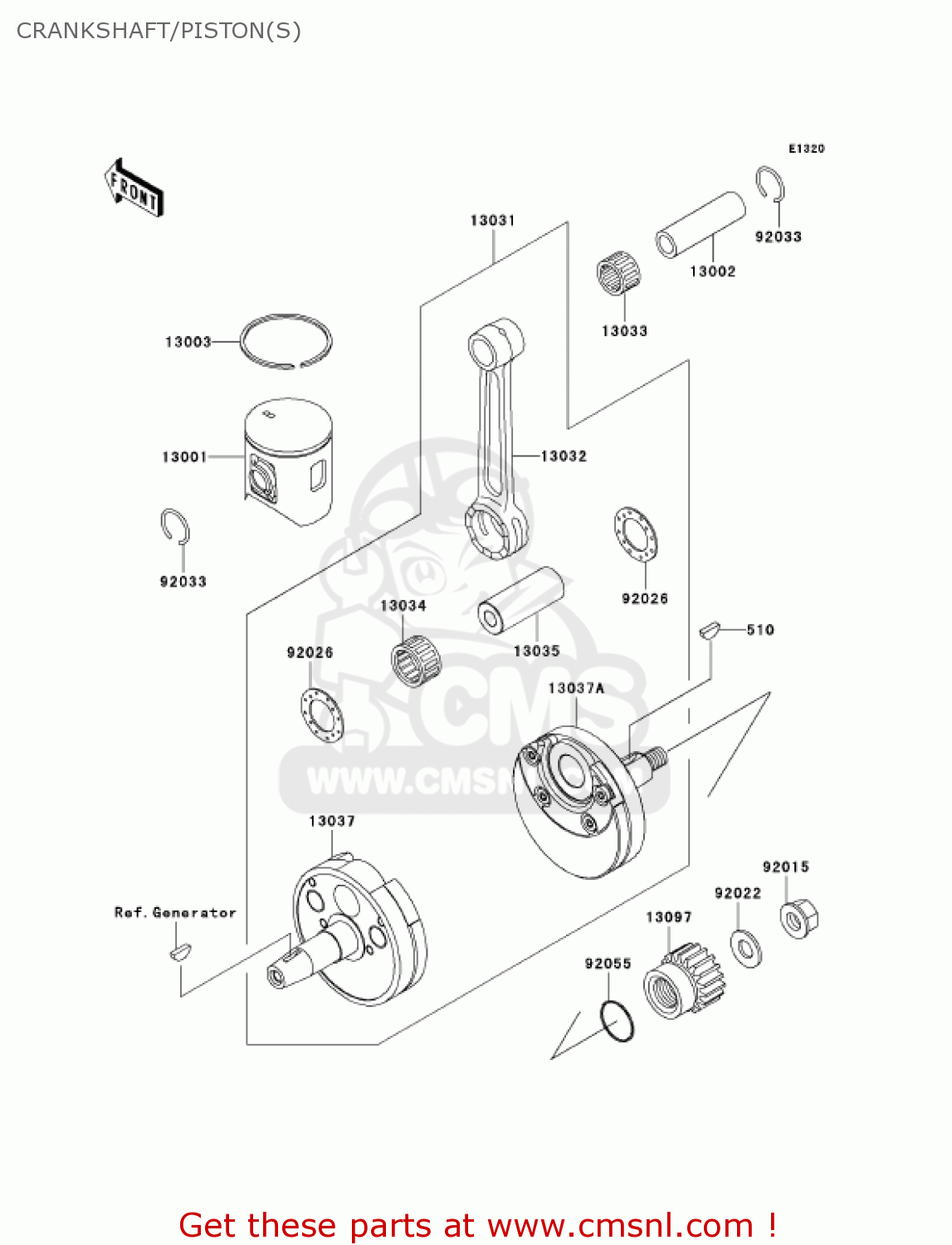 CRANKSHAFT/PISTON(S) KX125-M2 KX125 2004 USA CANADA