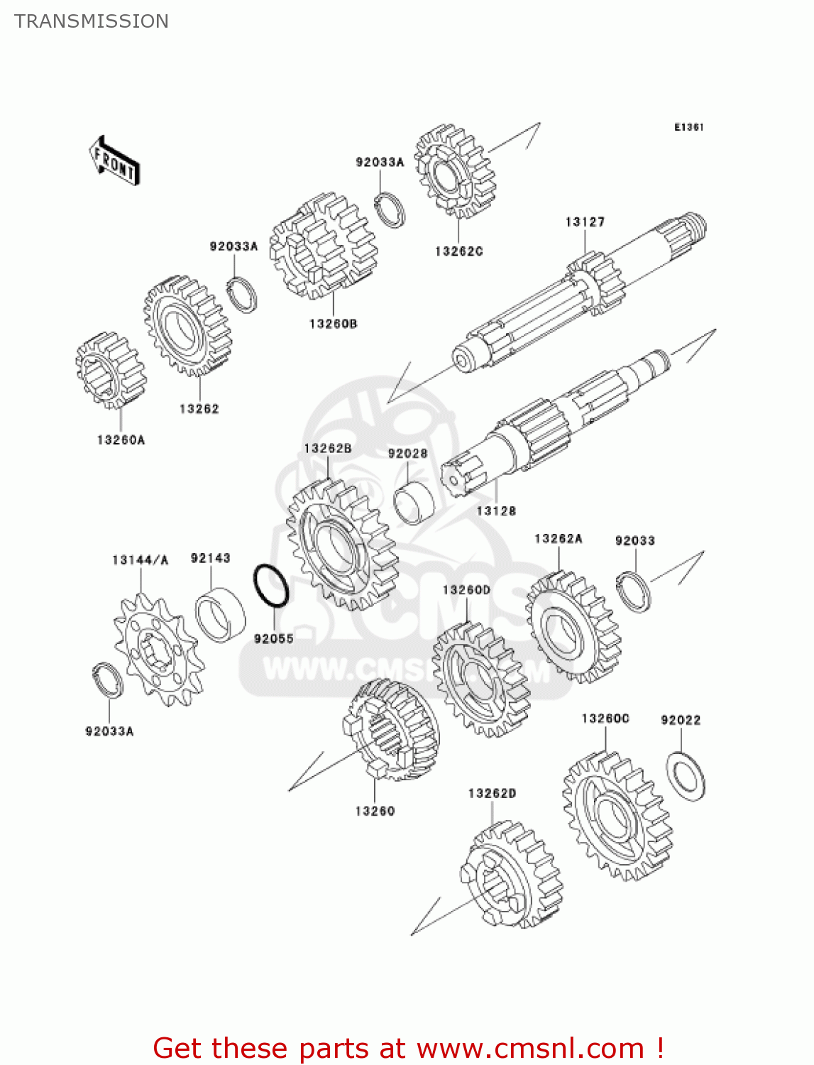 TRANSMISSION KX125-M2 KX125 2004 USA CANADA