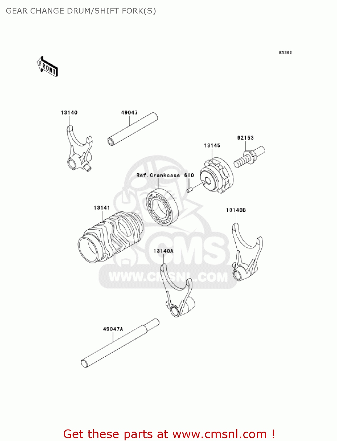 GEAR CHANGE DRUM/SHIFT FORK(S) KX125-M2 KX125 2004 USA CANADA