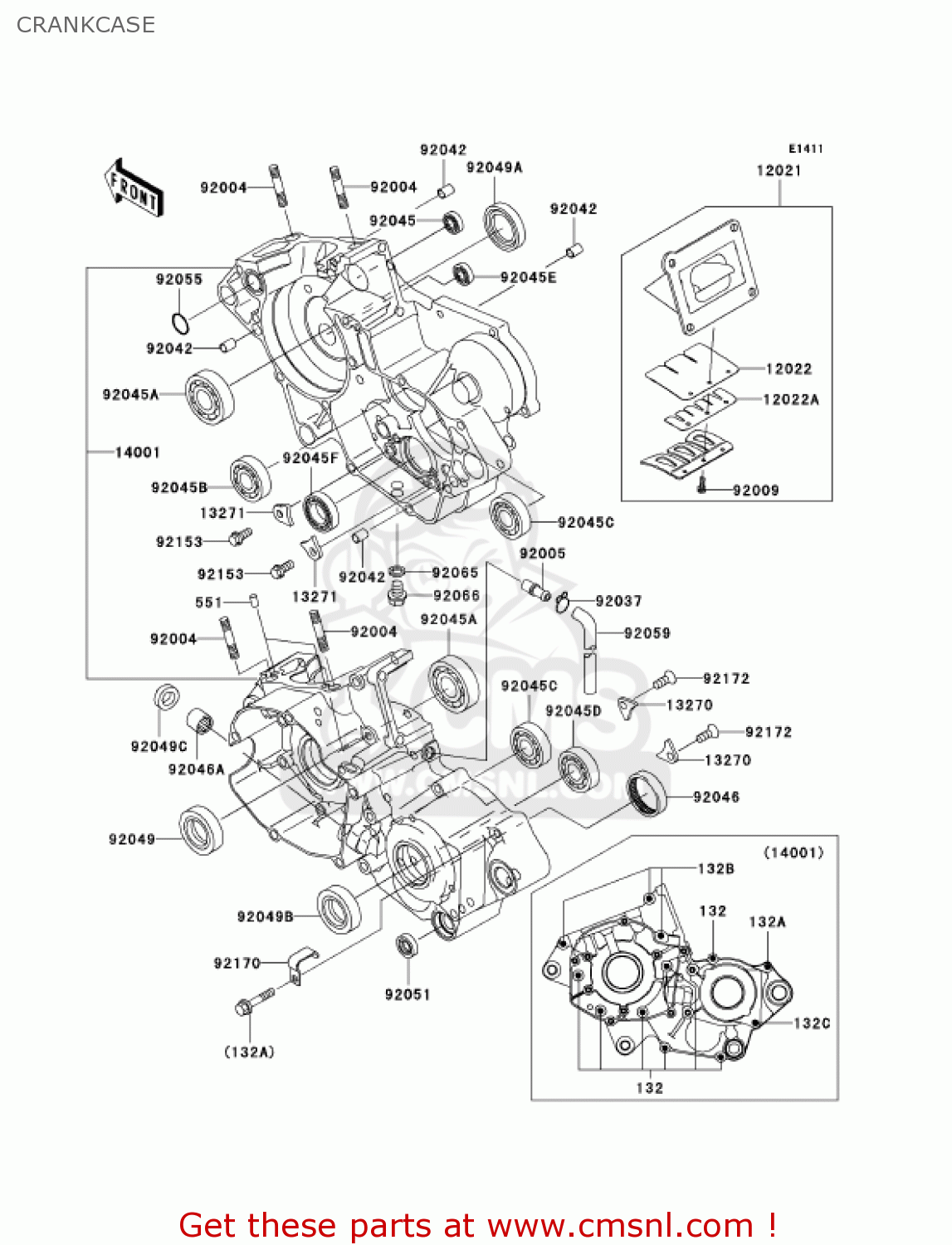 CRANKCASE KX125-M2 KX125 2004 USA CANADA