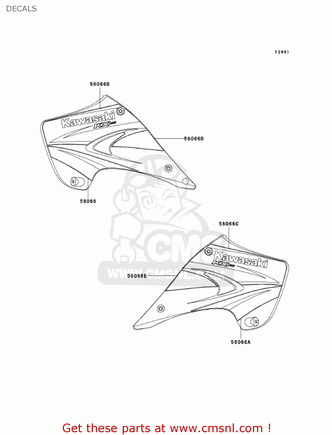 DECALS KX125-M2 KX125 2004 USA CANADA