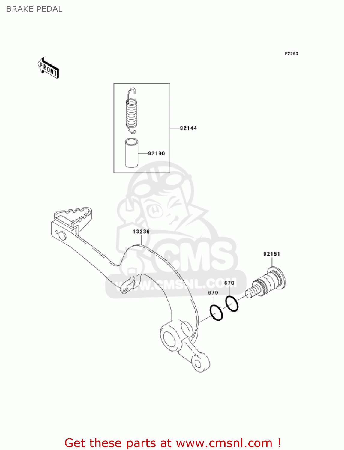 BRAKE PEDAL KX125-M2 KX125 2004 USA CANADA