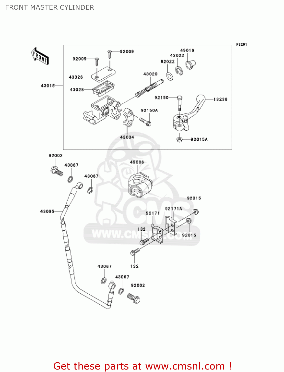 FRONT MASTER CYLINDER KX125-M2 KX125 2004 USA CANADA