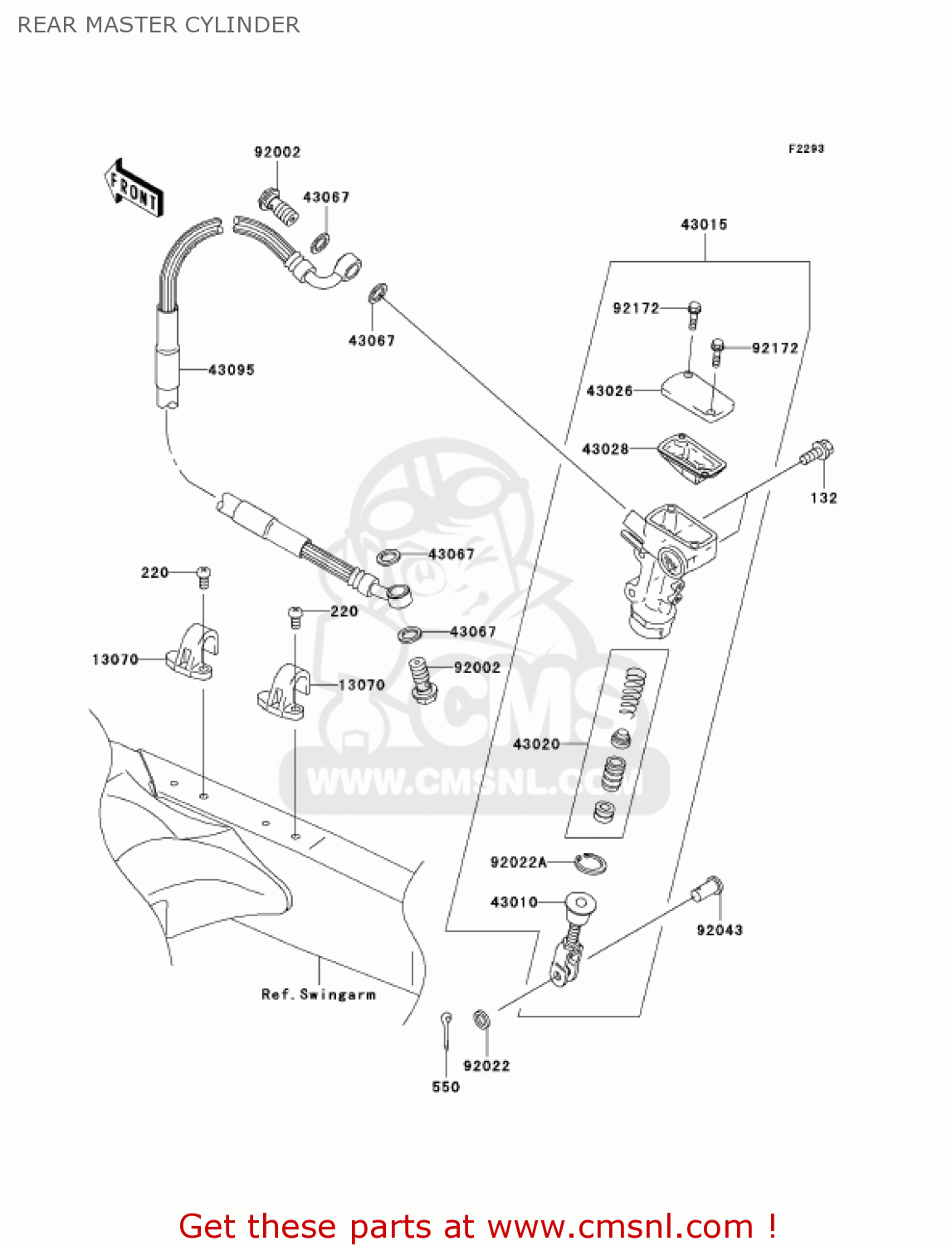 REAR MASTER CYLINDER KX125-M2 KX125 2004 USA CANADA