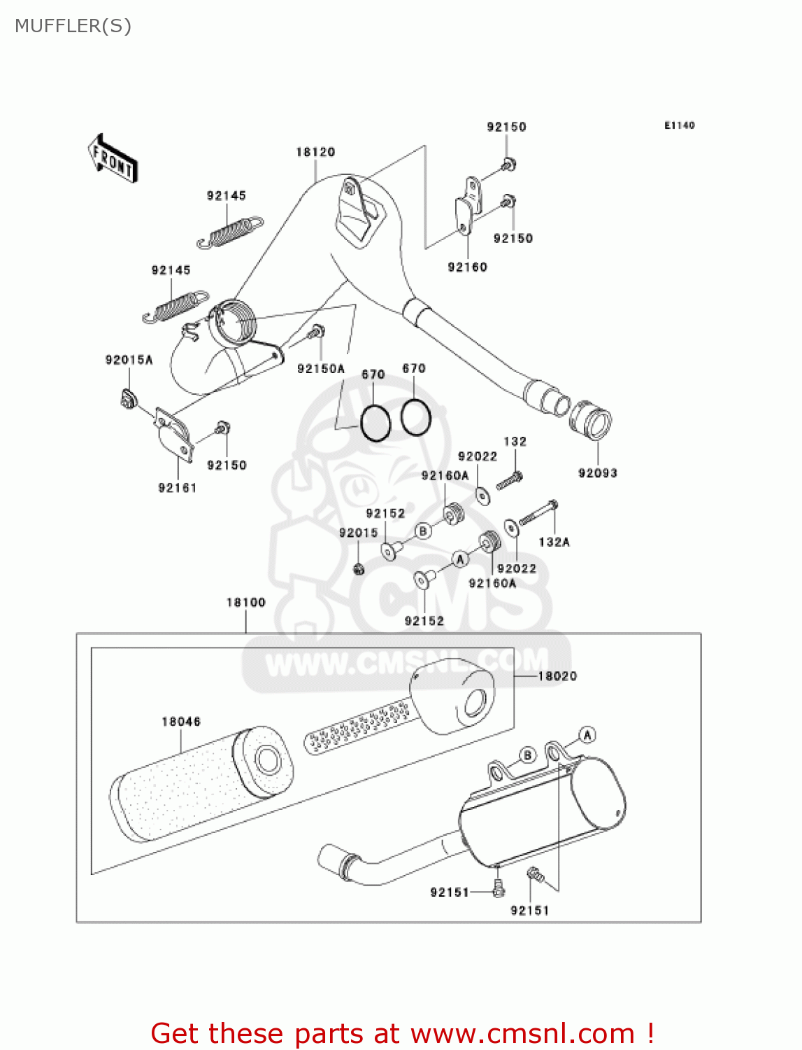 MUFFLER(S) KX125-M2 KX125 2004 USA CANADA