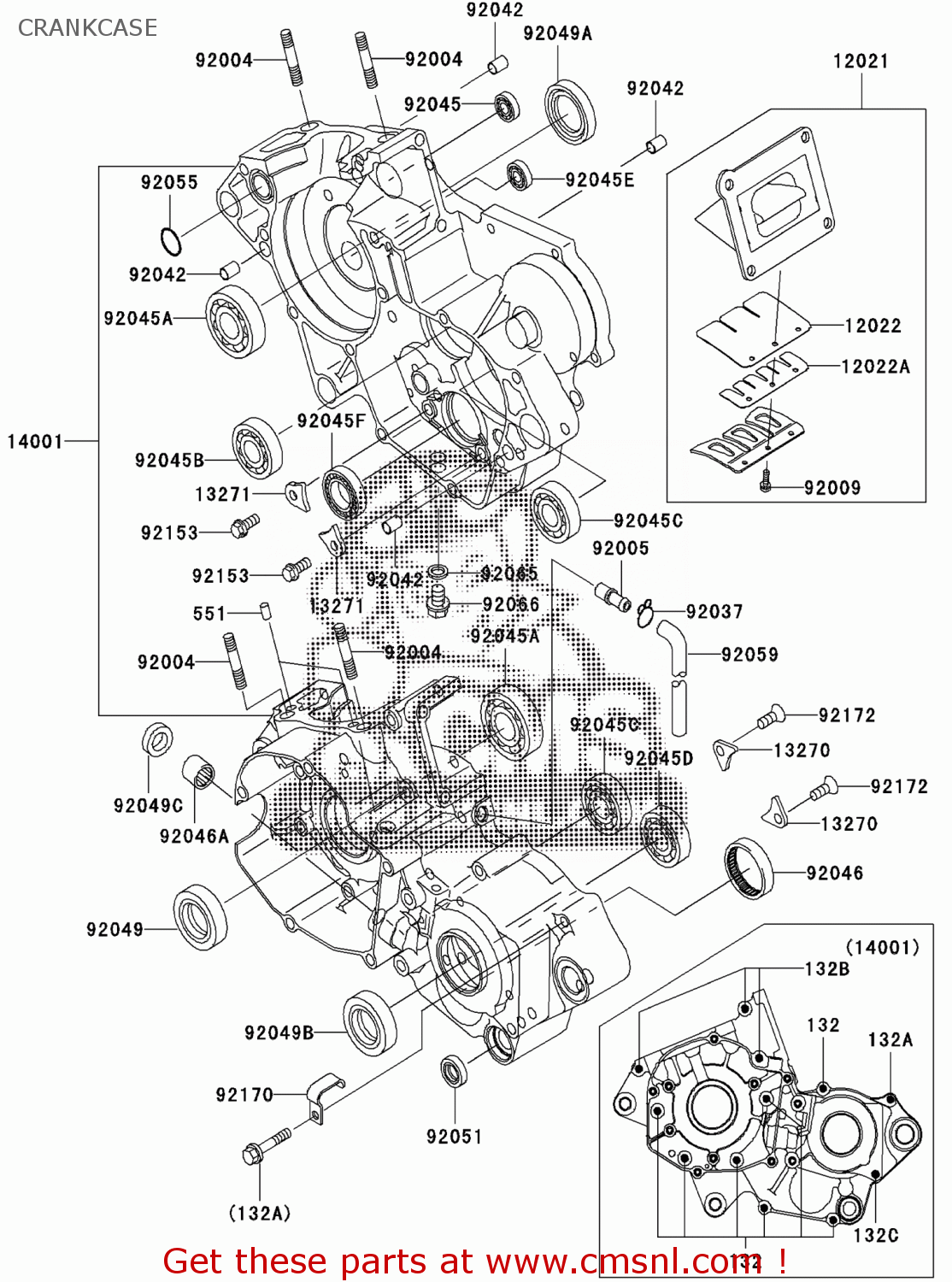 Kawasaki KX125M3 2005 EUROPE CRANKCASE buy original CRANKCASE spares