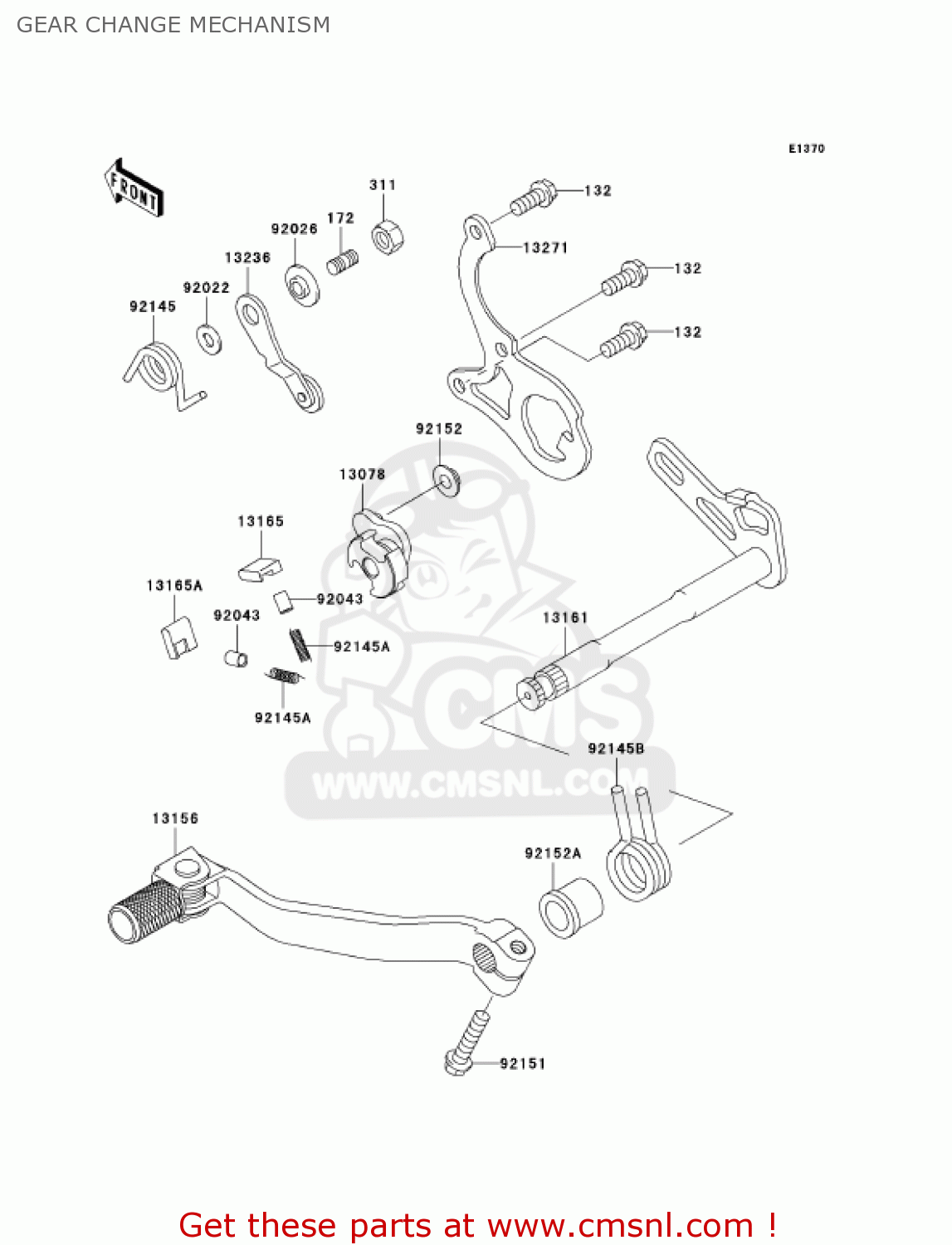 Kawasaki KX125-M3 KX125 2005 USA CANADA GEAR CHANGE MECHANISM - buy ...