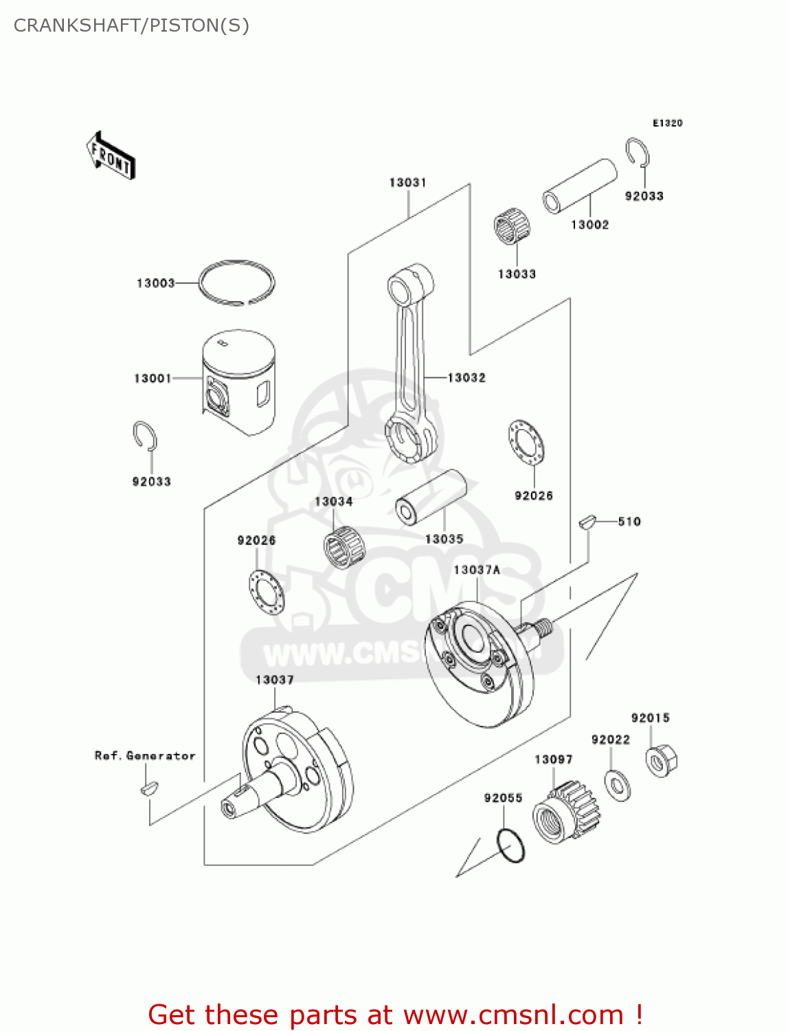CRANKSHAFT/PISTON(S) KX125-M3 KX125 2005 USA CANADA