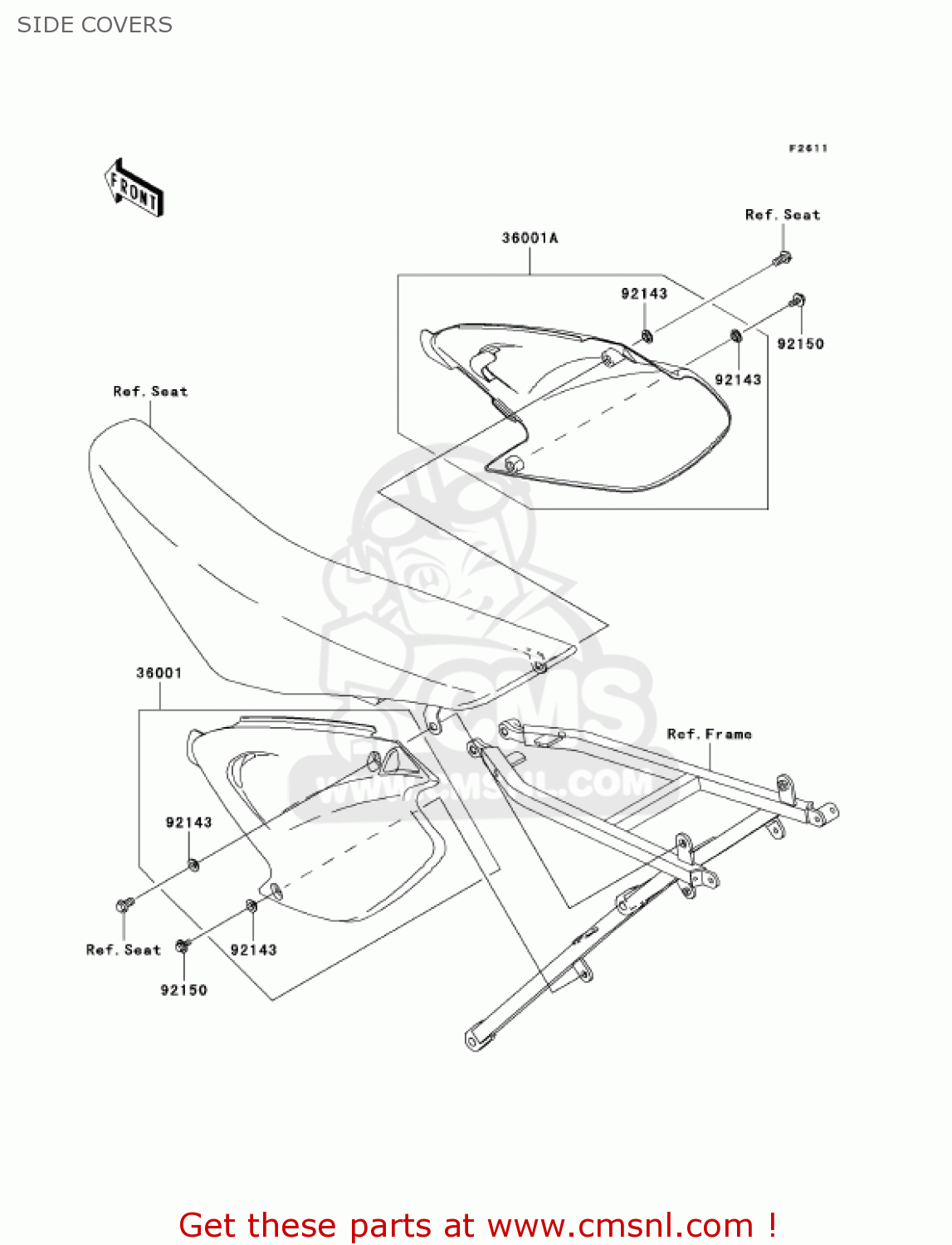 SIDE COVERS KX125-M3 KX125 2005 USA CANADA