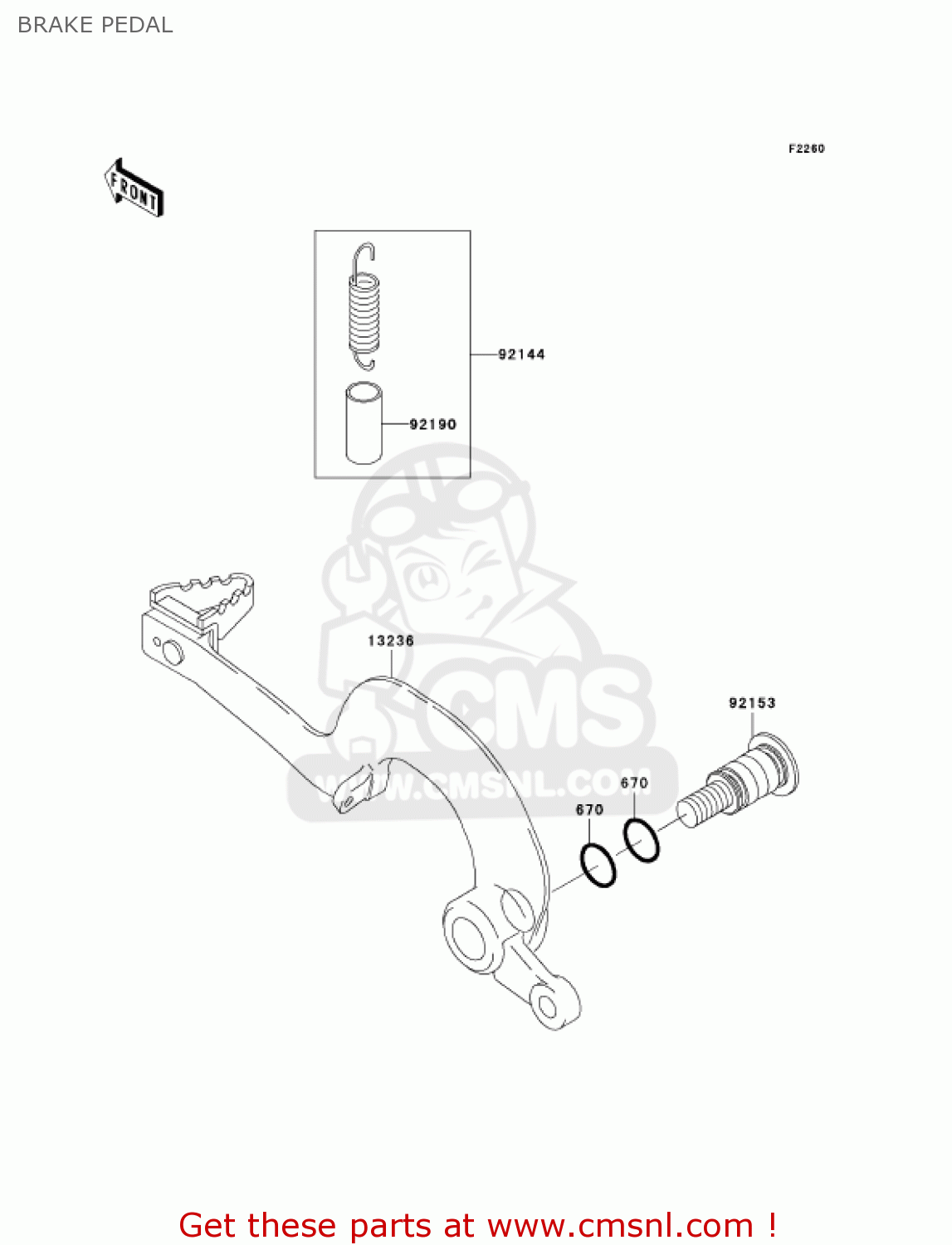 BRAKE PEDAL KX125-M3 KX125 2005 USA CANADA