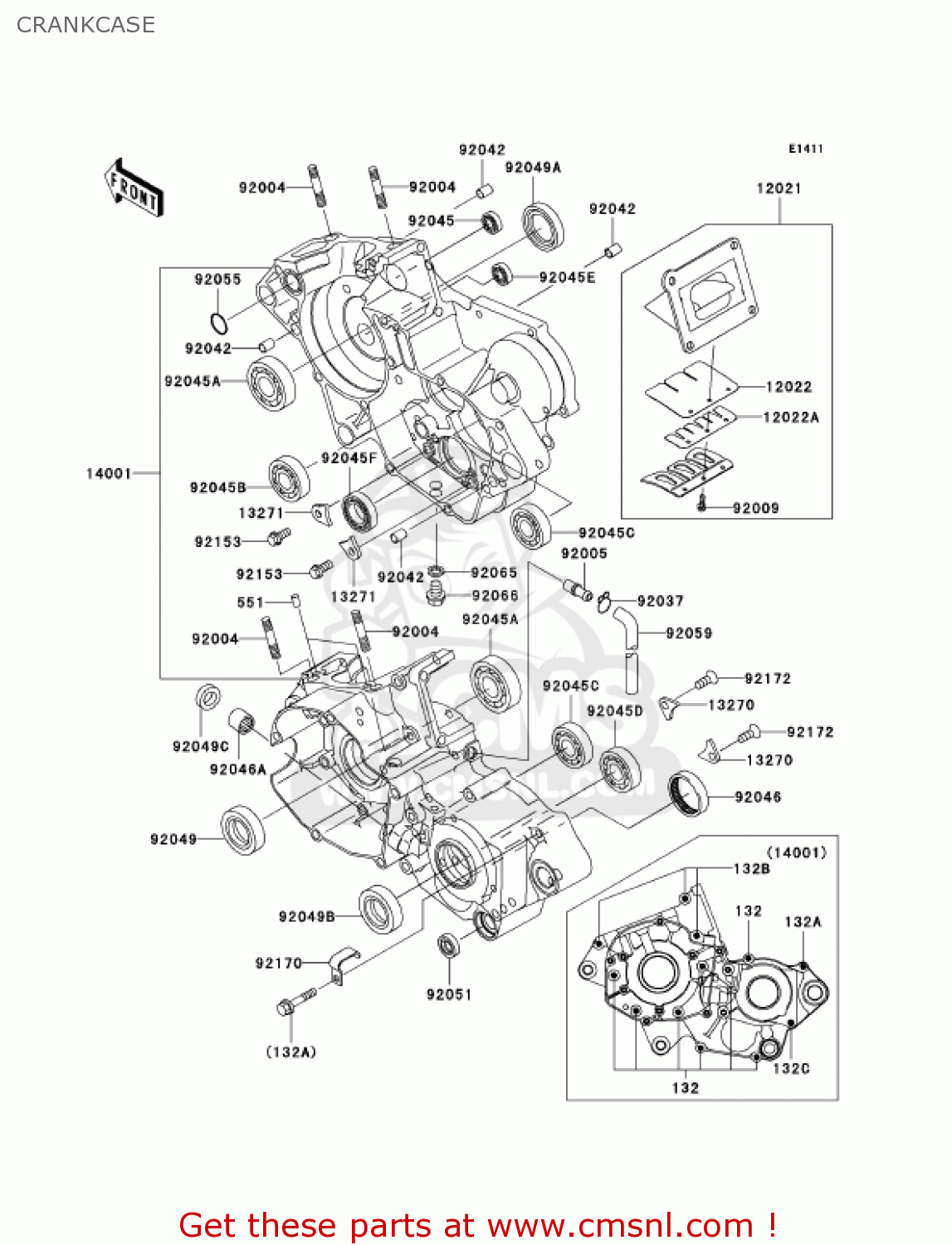 CRANKCASE KX125-M3 KX125 2005 USA CANADA