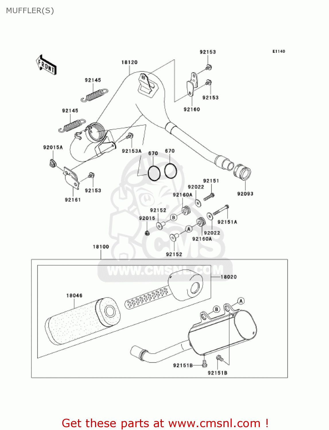 MUFFLER(S) KX125-M3 KX125 2005 USA CANADA
