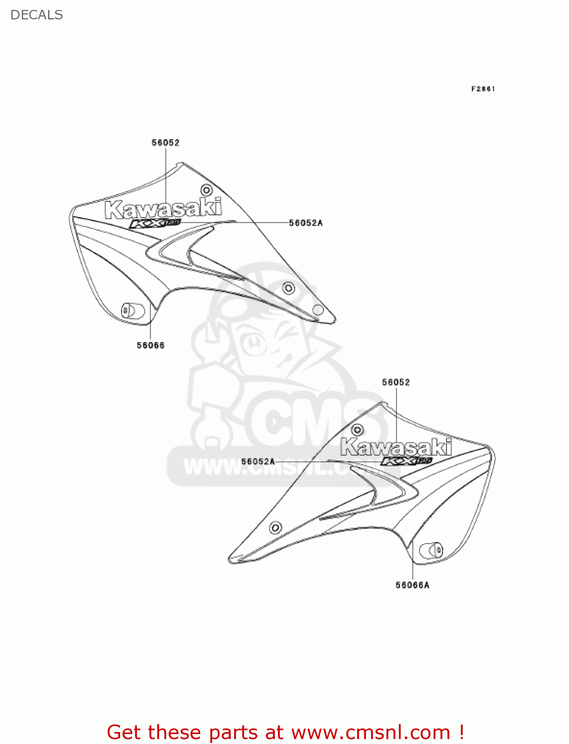 DECALS KX125-M3 KX125 2005 USA CANADA