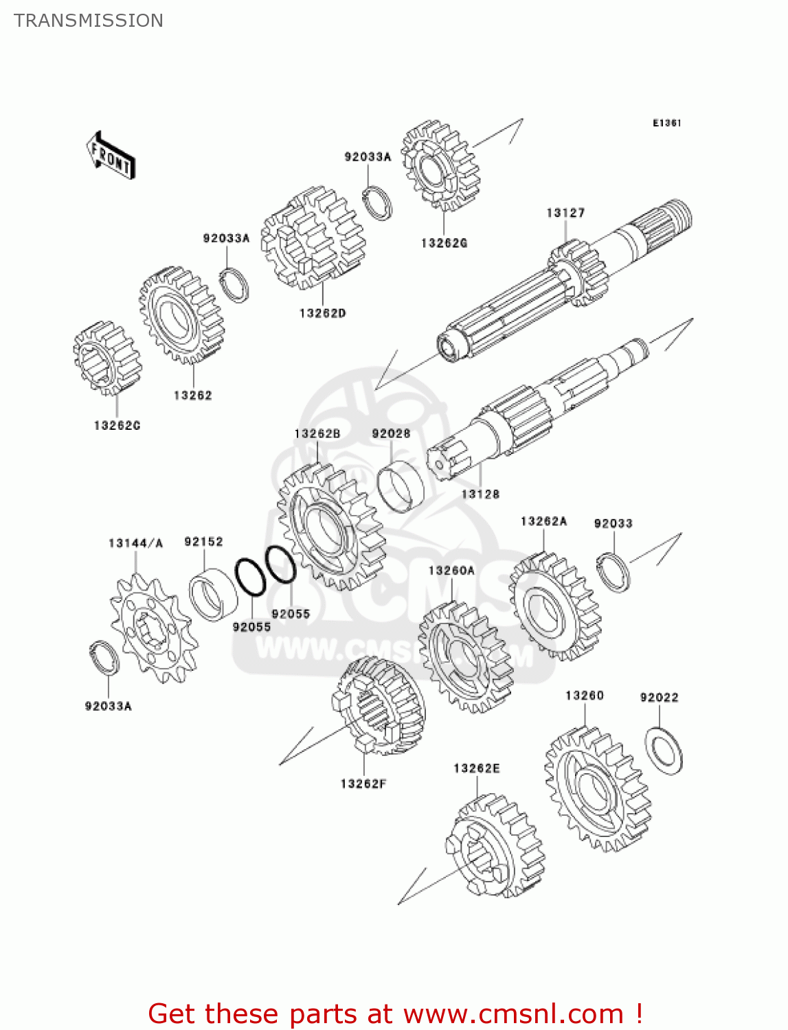 TRANSMISSION KX125-M3 KX125 2005 USA CANADA