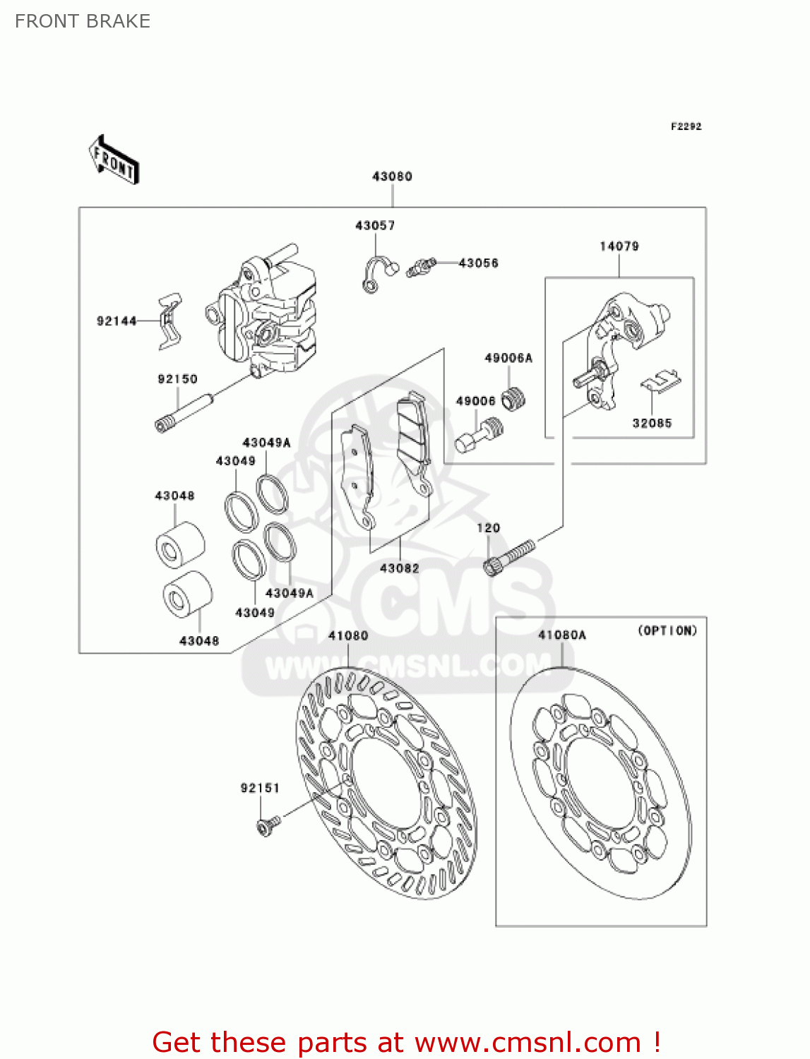 FRONT BRAKE KX125-M3 KX125 2005 USA CANADA
