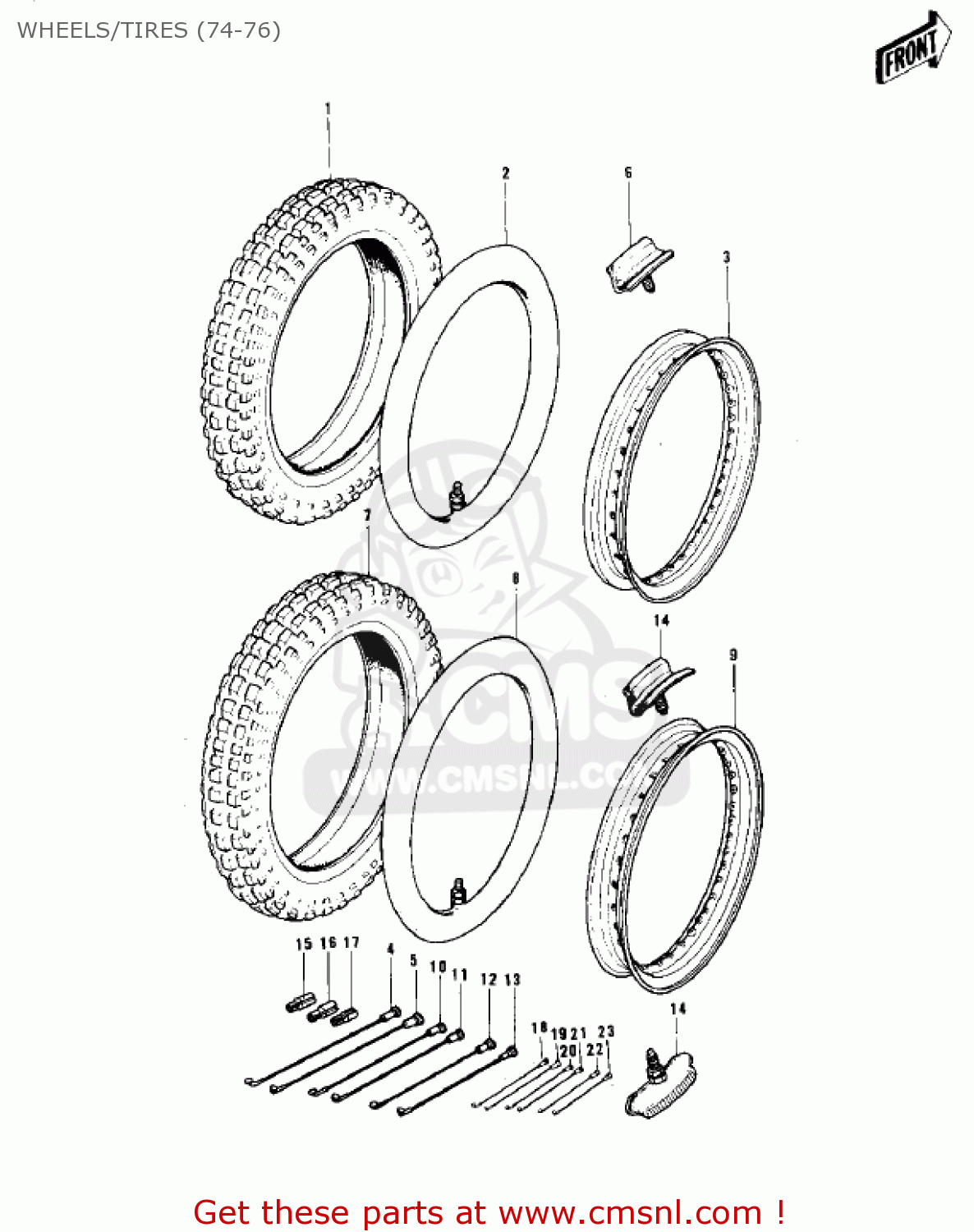 WHEELS/TIRES (74-76) KX250 1974