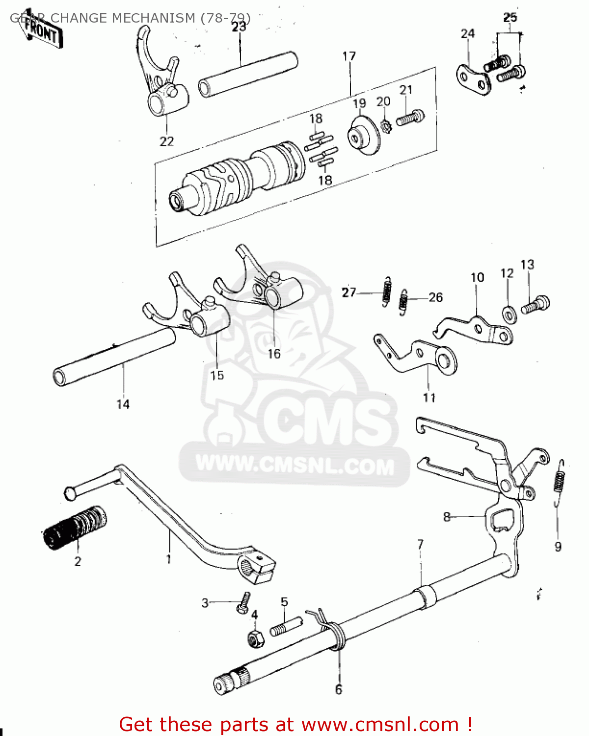 GEAR CHANGE MECHANISM (78-79) KX250 1974
