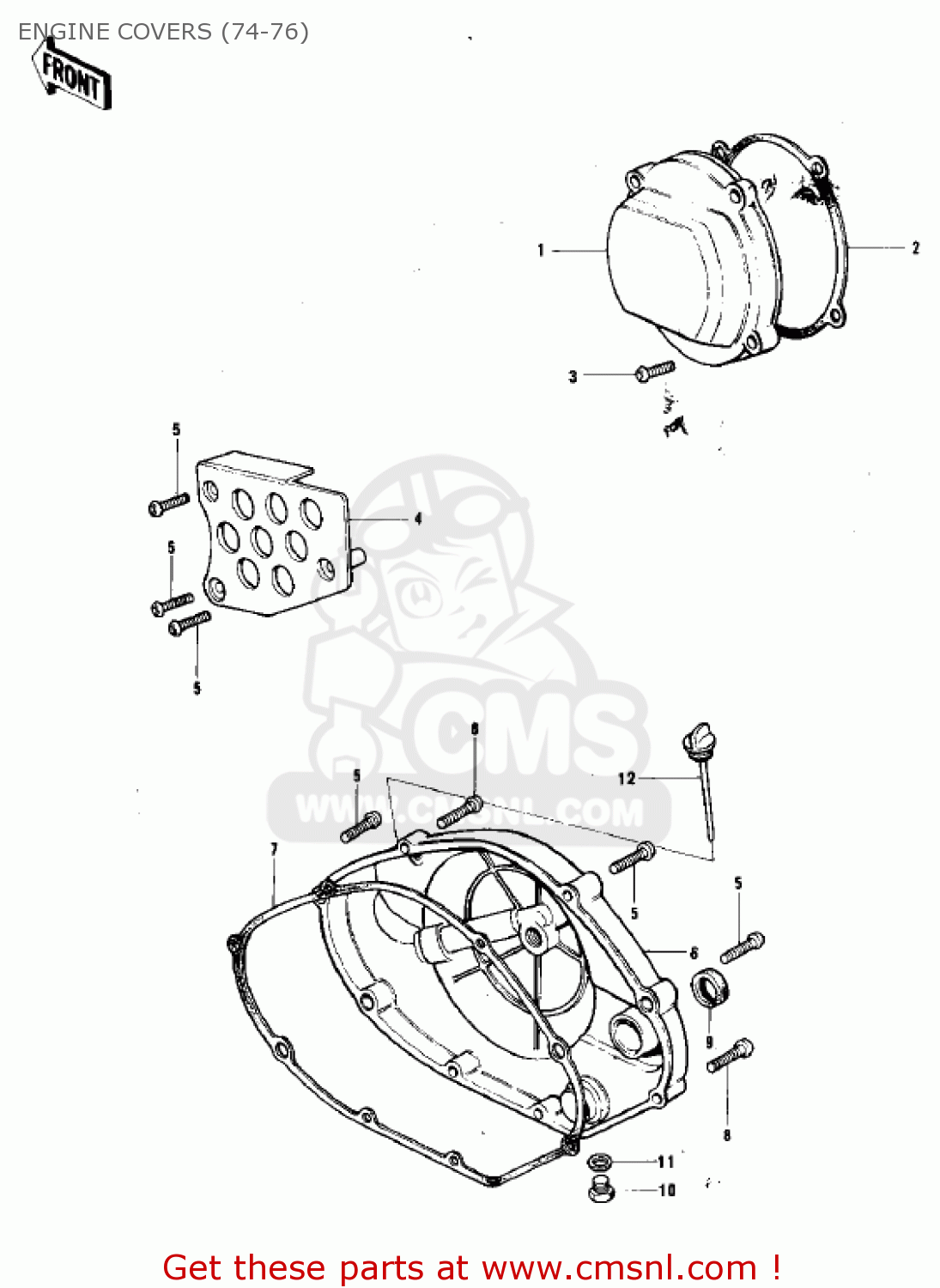 ENGINE COVERS (74-76) KX250 1974